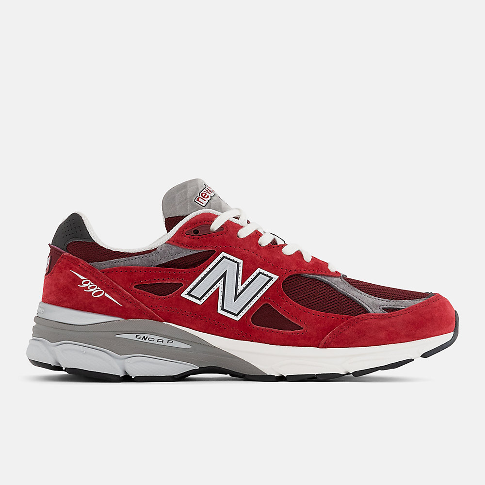 New Balance MADE in USA 990v3 Shoes NB Scarlet with Marblehead